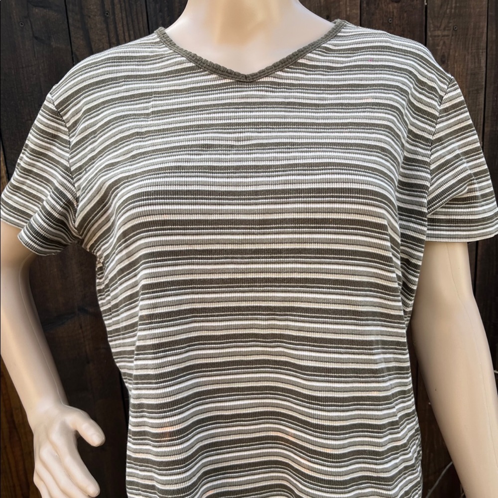 Vintage 90s Bobbie Brooks Green Striped T Shirt